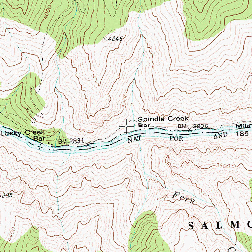 Topographic Map of Spindle Creek, ID
