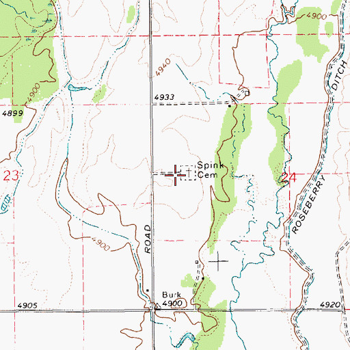Topographic Map of Spink Cemetery, ID