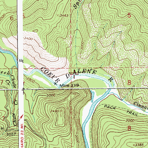 Topographic Map of Spion Kop Creek, ID