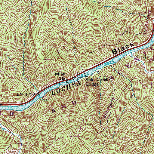 Topographic Map of Split Creek Bridge, ID