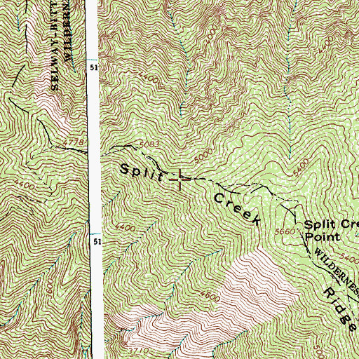 Topographic Map of Split Creek Ridge, ID