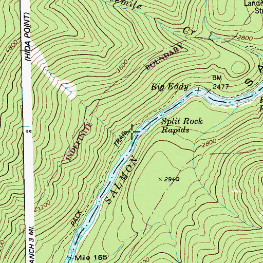 Topographic Map of Split Rock Rapids, ID