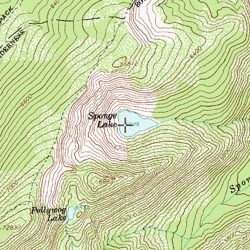 Topographic Map of Sponge Lake, ID