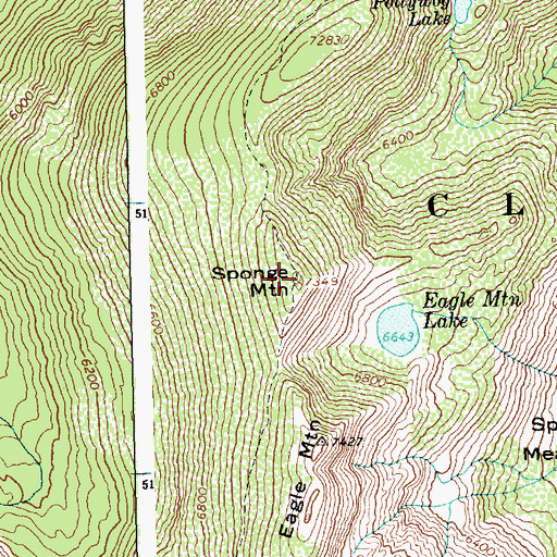 Topographic Map of Sponge Mountain, ID