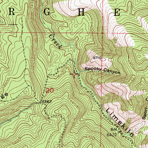 Topographic Map of Spooky Canyon, ID