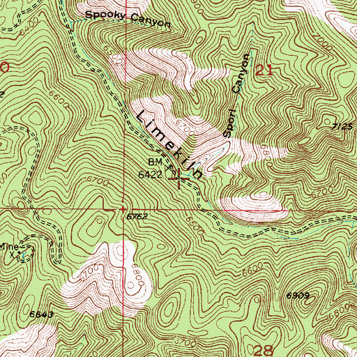 Topographic Map of Spori Canyon, ID