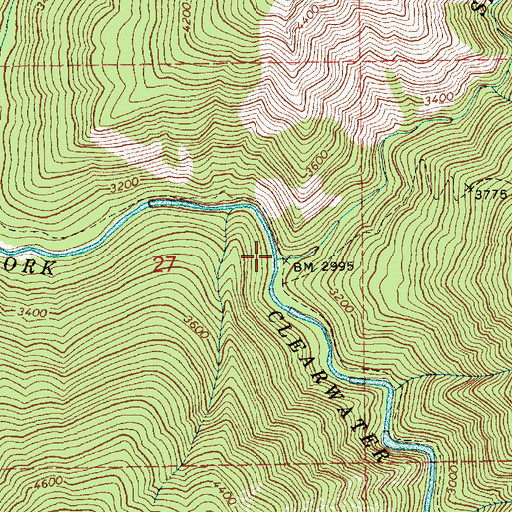 Topographic Map of Spotted Louis Creek, ID
