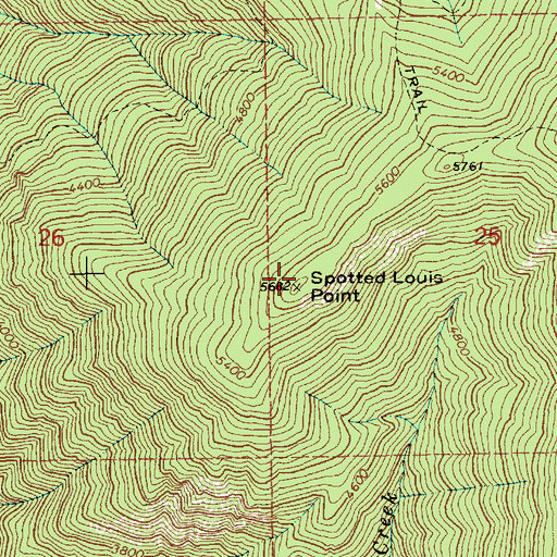 Topographic Map of Spotted Louis Point, ID