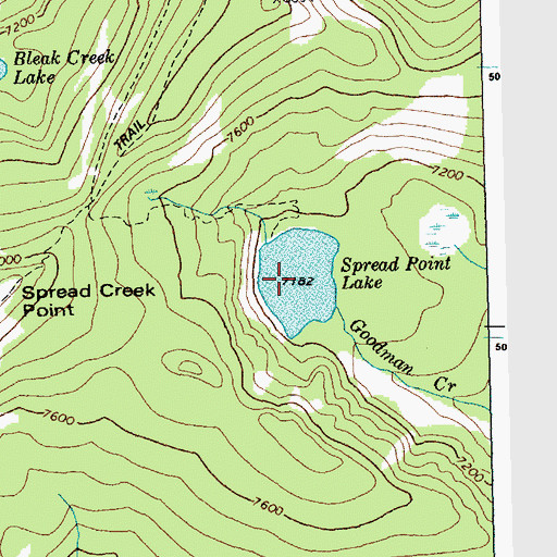 Topographic Map of Spread Point Lake, ID
