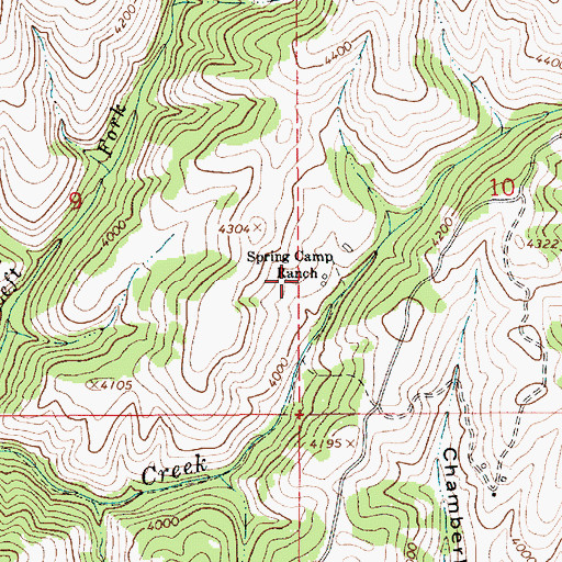Topographic Map of Spring Camp Ranch, ID