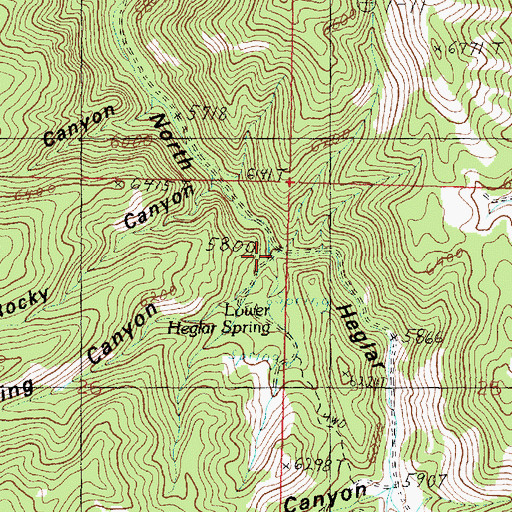 Topographic Map of Spring Canyon, ID