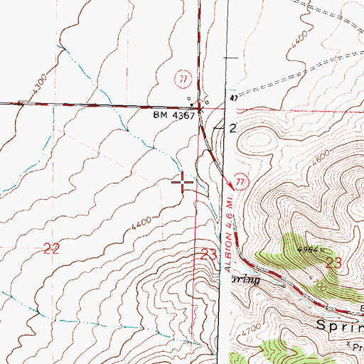 Topographic Map of Spring Canyon, ID