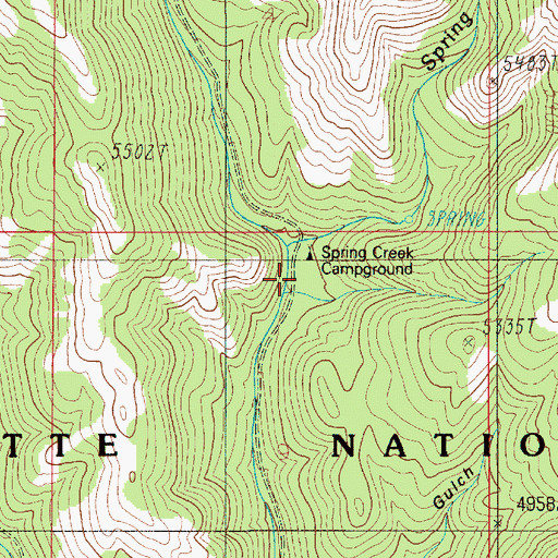 Topographic Map of Spring Creek, ID