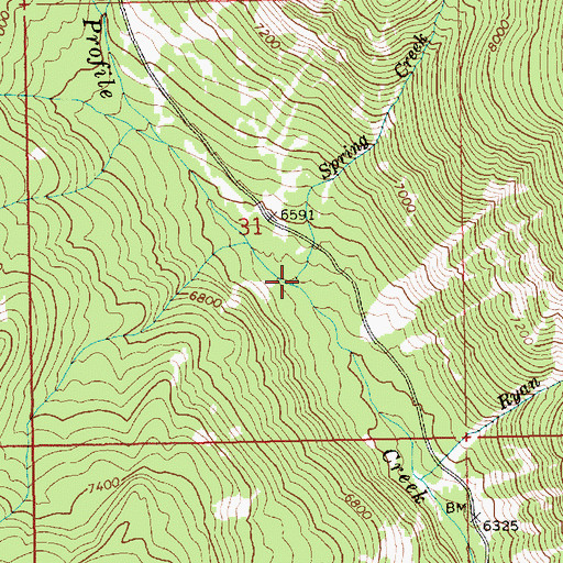 Topographic Map of Spring Creek, ID
