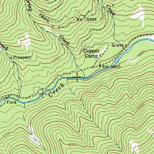 Topographic Map of Spring Creek, ID
