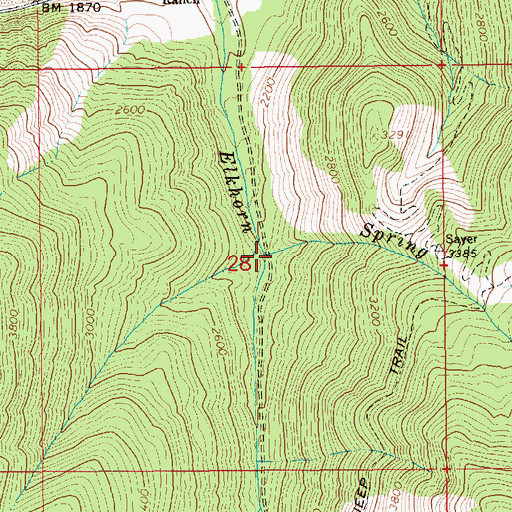 Topographic Map of Spring Creek, ID