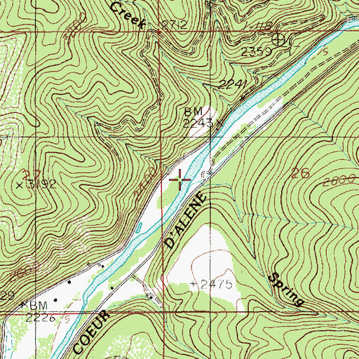 Topographic Map of Spring Creek, ID