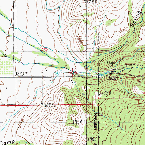 Topographic Map of Spring Creek, ID
