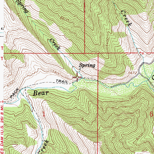 Topographic Map of Spring Creek, ID