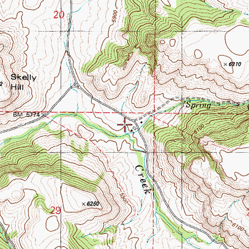 Topographic Map of Spring Creek, ID