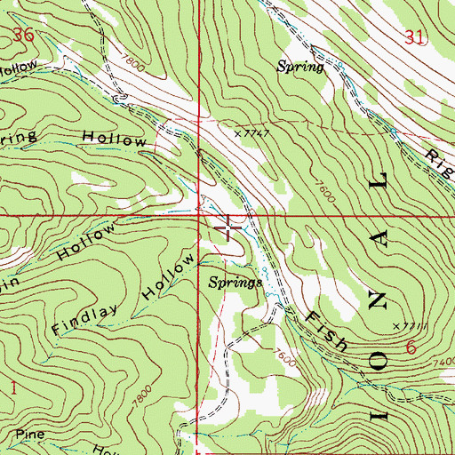Topographic Map of Spring Hollow, ID