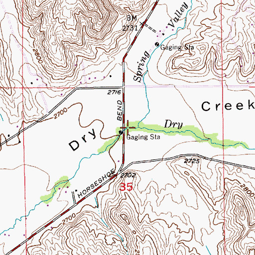 Topographic Map of Spring Valley Creek, ID