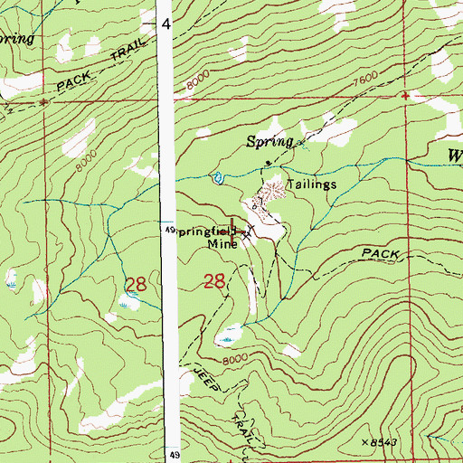 Topographic Map of Springfield Mine, ID