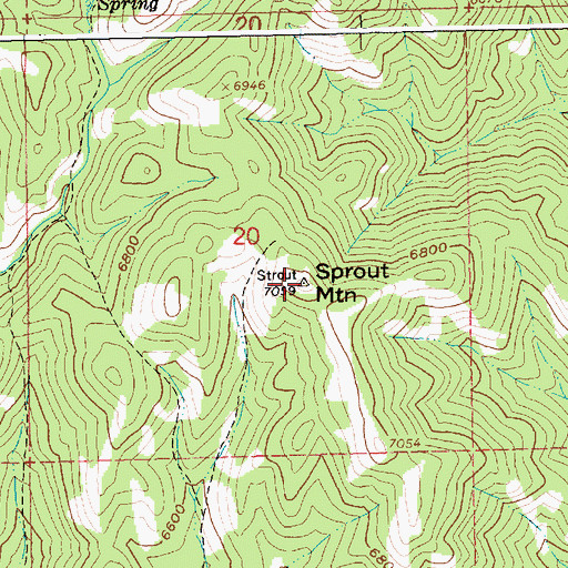Topographic Map of Sprout Mountain, ID