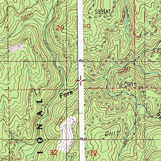 Topographic Map of Spruce Creek, ID