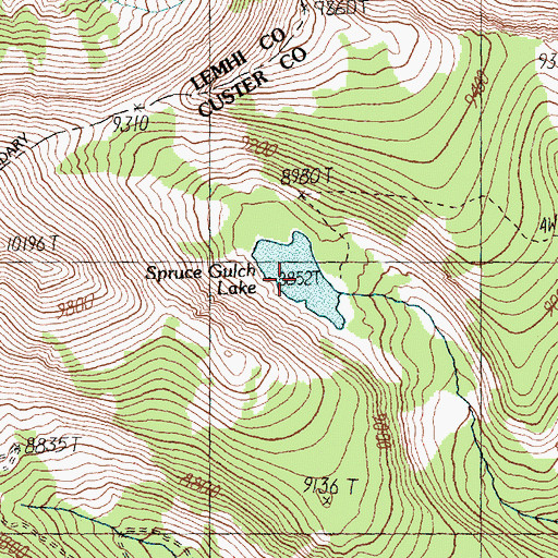 Topographic Map of Spruce Gulch Lake, ID