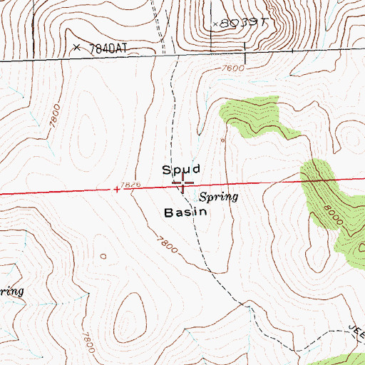 Topographic Map of Spud Basin, ID