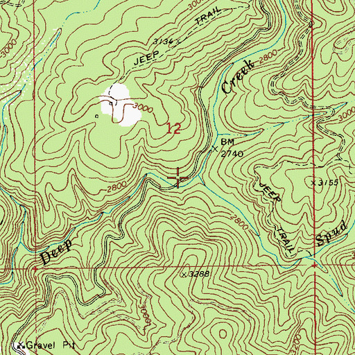 Topographic Map of Spud Creek, ID