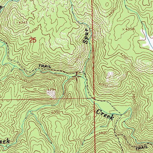 Topographic Map of Spur Creek, ID