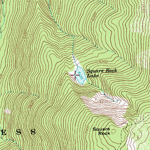 Topographic Map of Square Rock Lake, ID