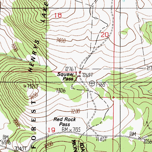 Topographic Map of Snoo-weh Pass, ID