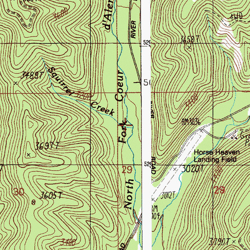 Topographic Map of Squirrel Creek, ID
