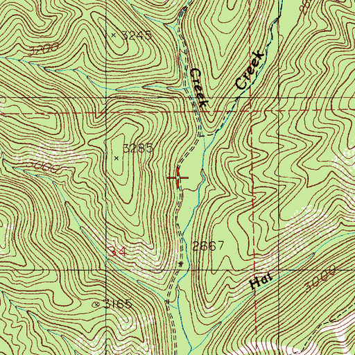 Topographic Map of Stack Creek, ID