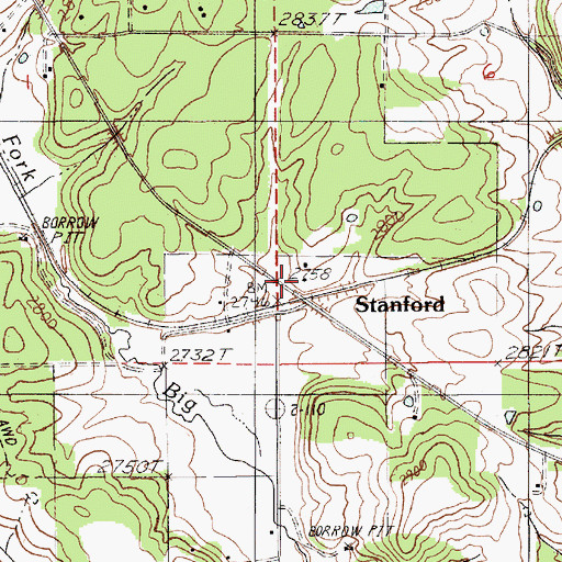 Topographic Map of Stanford, ID