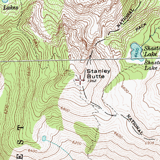 Topographic Map of Stanley Butte, ID