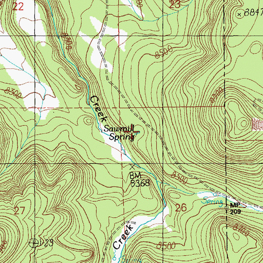 Topographic Map of Sawmill Spring, AZ