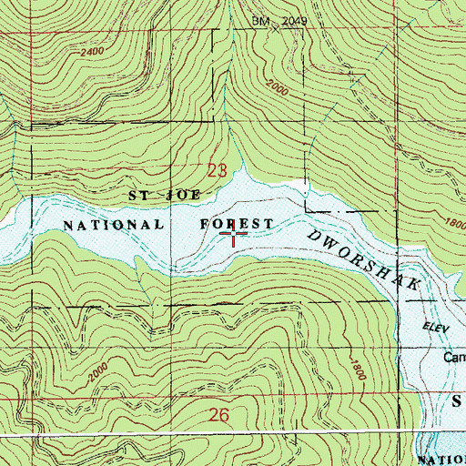 Topographic Map of Stanton Creek, ID