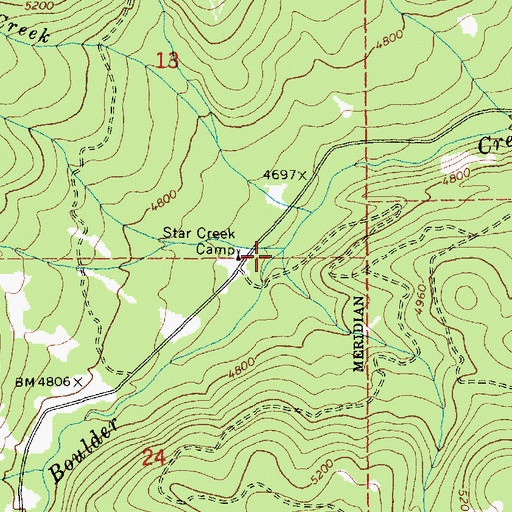 Topographic Map of Star Creek, ID