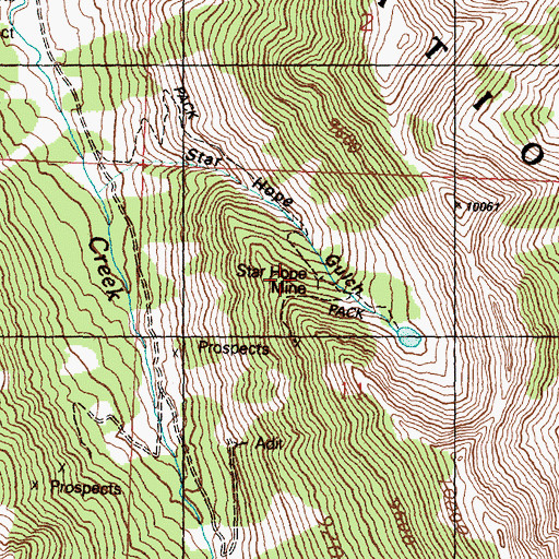 Topographic Map of Star Hope Mine, ID