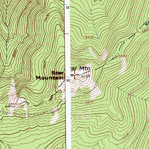 Topographic Map of Star Mountain, ID