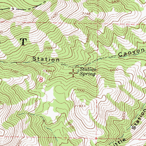 Topographic Map of Station Spring, ID