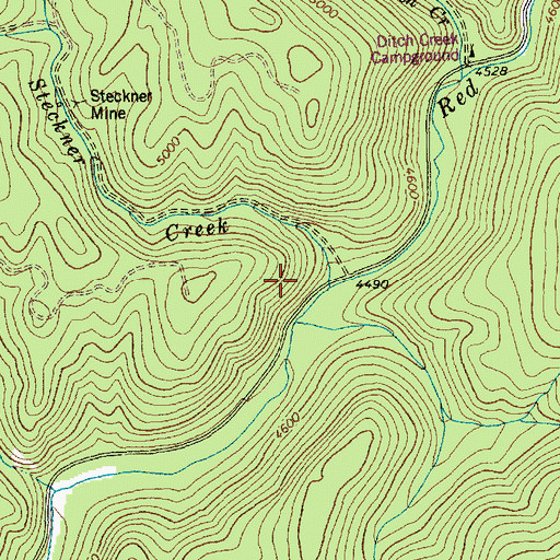 Topographic Map of Steckner Creek, ID
