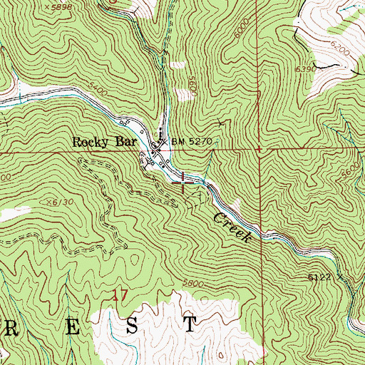Topographic Map of Steel Creek, ID