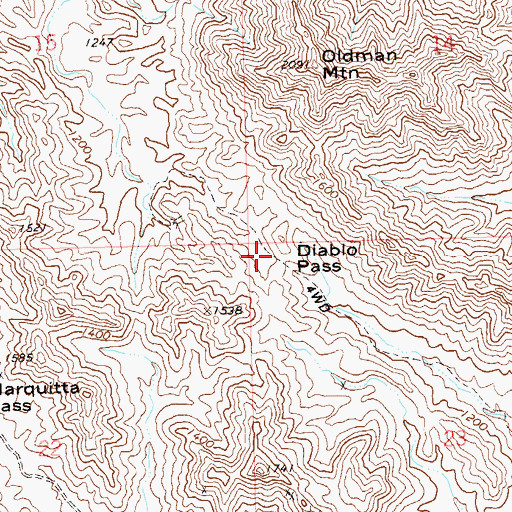 Topographic Map of Diablo Pass, AZ