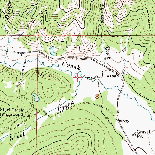 Topographic Map of Steel Creek, ID