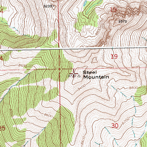 Topographic Map of Steel Mountain, ID